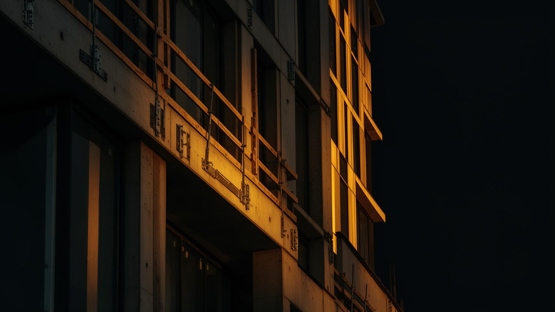 Byggnadsdetaljer med dramatiskt ljus